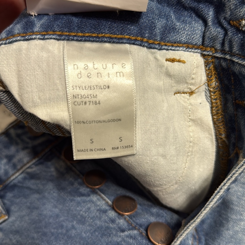 Nature Denim High Rise‎ Distressed Button Fly Denim Shorts Size S - Picture 5 of 7